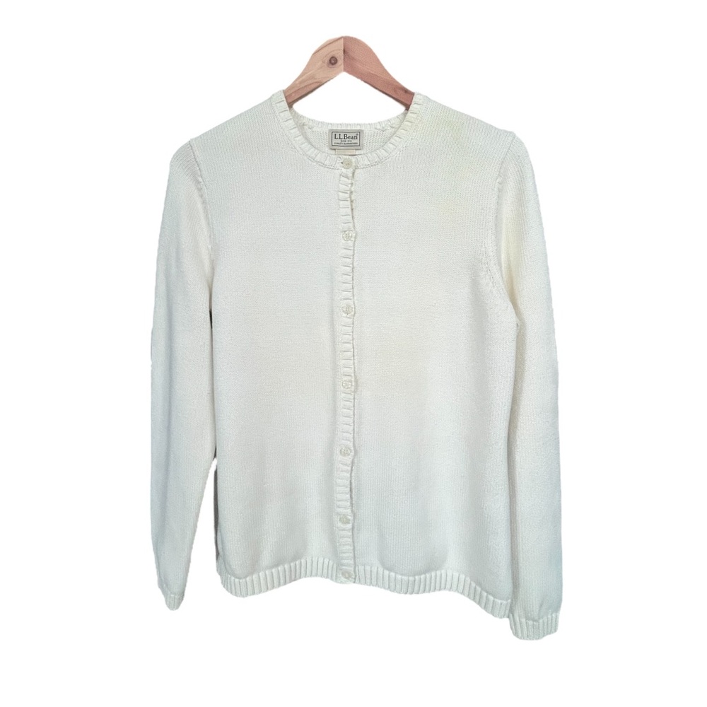 Vintage L.L. Bean Cream Knit Cardigan Sweater